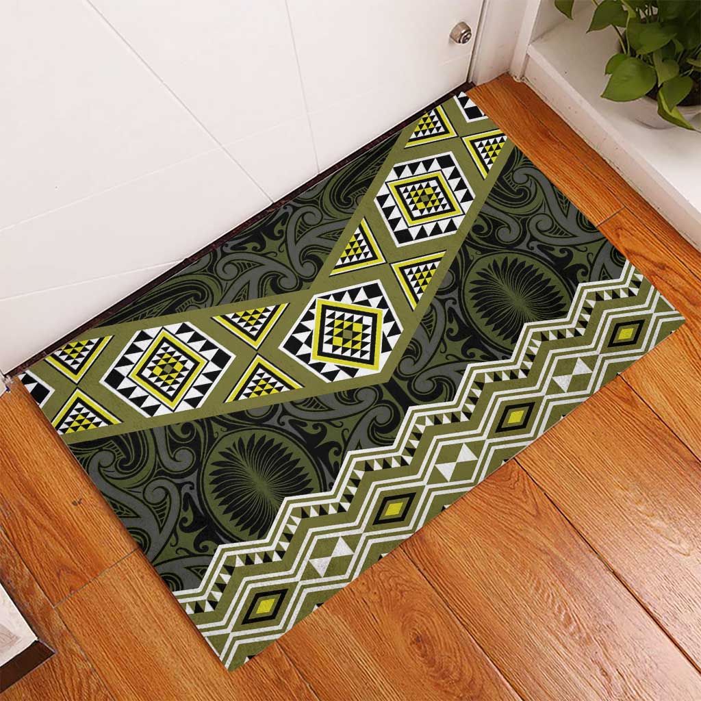New Zealand Aotearoa Rubber Doormat Yellow Taniko Art Maori Pattern LT05 - Polynesian Pride