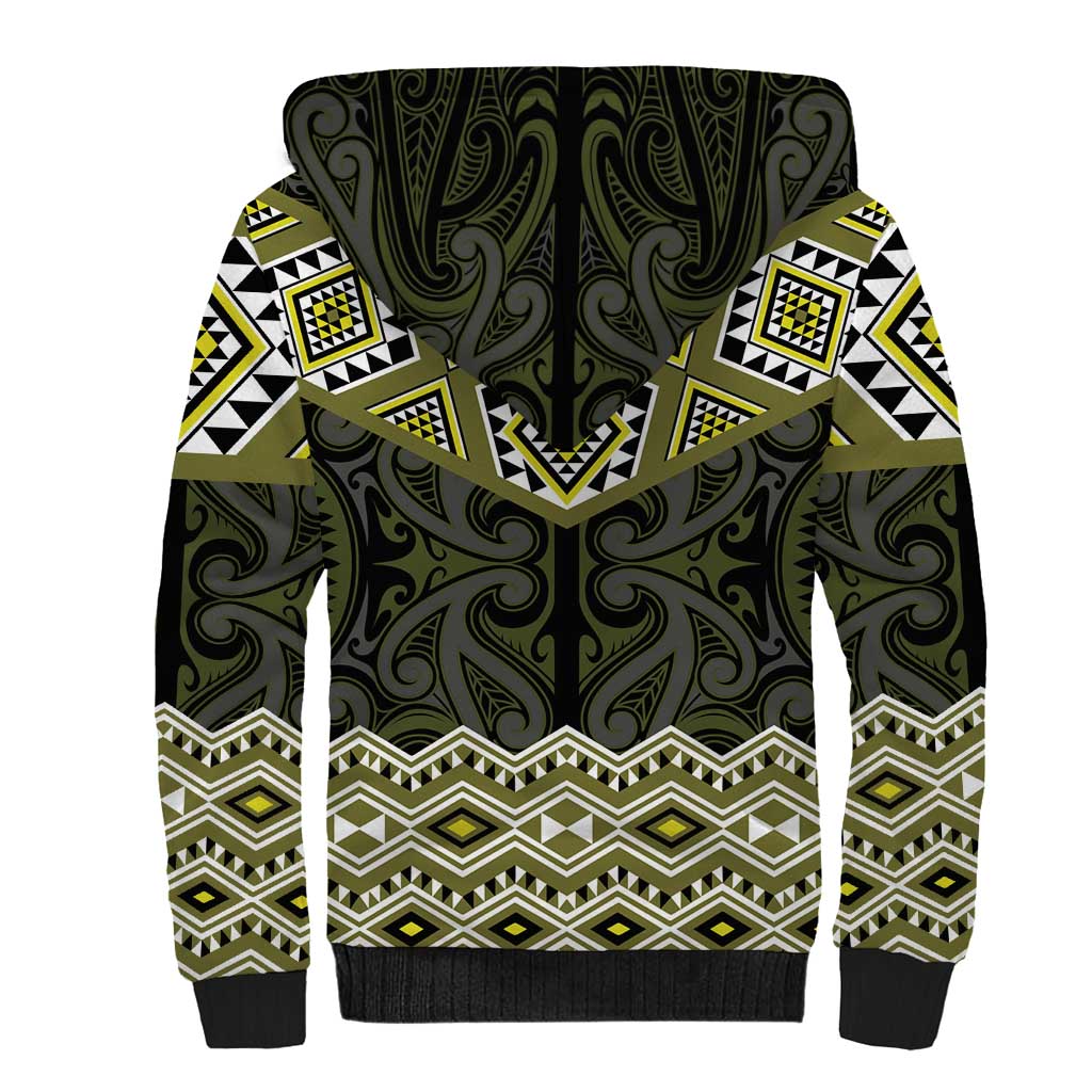 New Zealand Aotearoa Sherpa Hoodie Yellow Taniko Art Maori Pattern LT05 - Polynesian Pride
