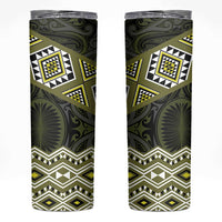 New Zealand Aotearoa Skinny Tumbler Yellow Taniko Art Maori Pattern