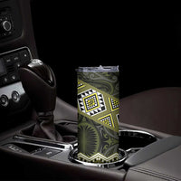 New Zealand Aotearoa Skinny Tumbler Yellow Taniko Art Maori Pattern