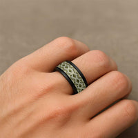 New Zealand Aotearoa Spinner Ring Yellow Taniko Art Maori Pattern LT05 - Polynesian Pride