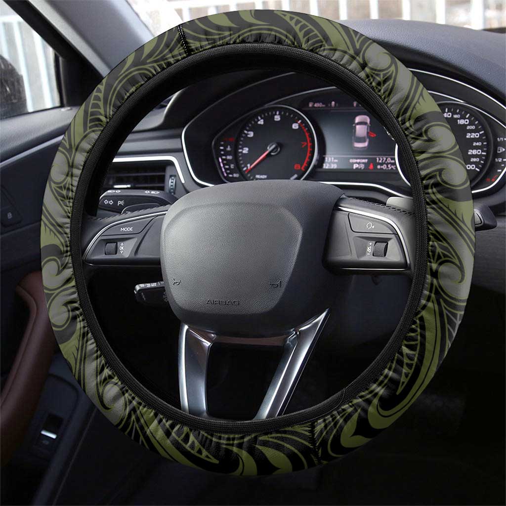 New Zealand Aotearoa Steering Wheel Cover Yellow Taniko Art Maori Pattern LT05 - Polynesian Pride