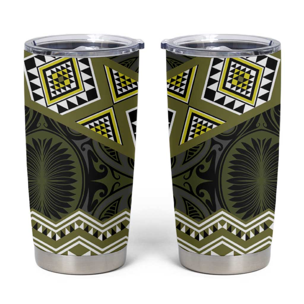 New Zealand Aotearoa Tumbler Cup Yellow Taniko Art Maori Pattern LT05 Yellow - Polynesian Pride
