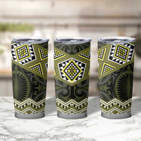 New Zealand Aotearoa Tumbler Cup Yellow Taniko Art Maori Pattern LT05 - Polynesian Pride