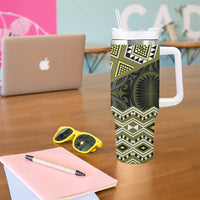 New Zealand Aotearoa Tumbler With Handle Yellow Taniko Art Maori Pattern LT05 - Polynesian Pride