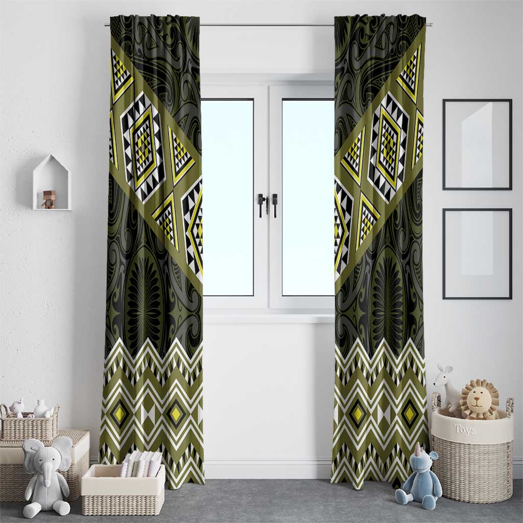 New Zealand Aotearoa Window Curtain Yellow Taniko Art Maori Pattern LT05 - Polynesian Pride