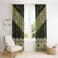 New Zealand Aotearoa Window Curtain Yellow Taniko Art Maori Pattern LT05 - Polynesian Pride