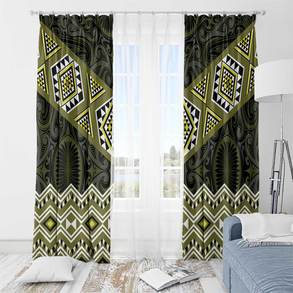 New Zealand Aotearoa Window Curtain Yellow Taniko Art Maori Pattern LT05 - Polynesian Pride