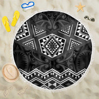 New Zealand Aotearoa Beach Blanket Black Taniko Art Maori Pattern LT05 One Size 150cm Black - Polynesian Pride