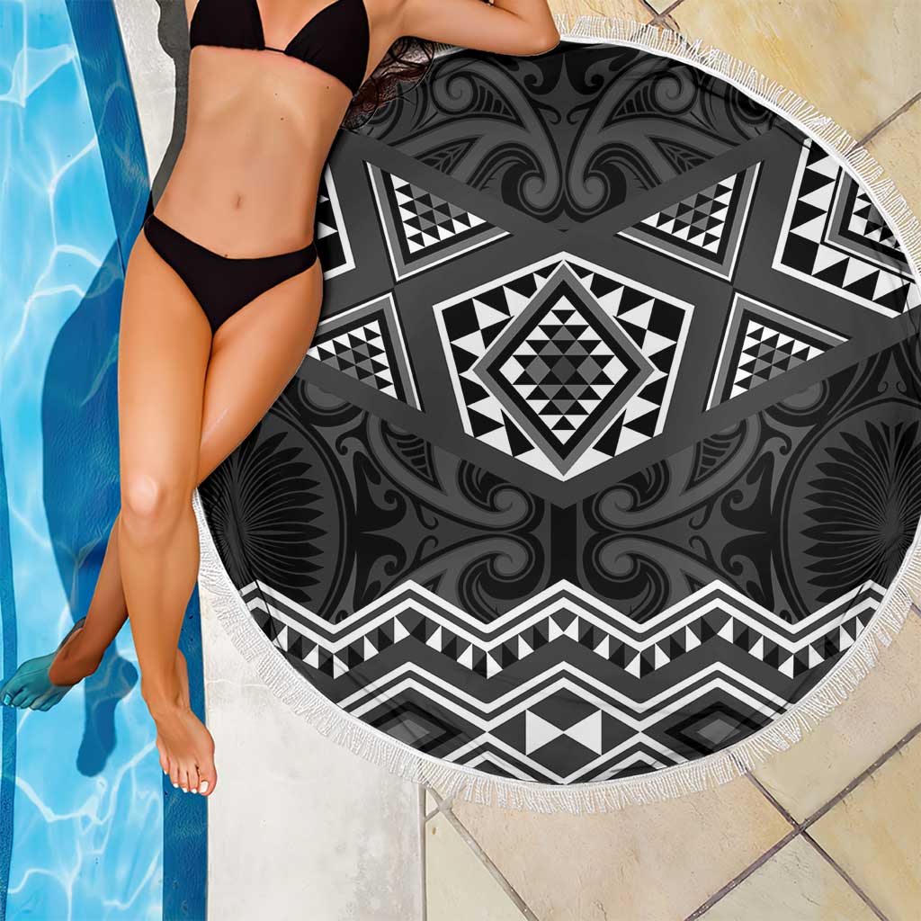 New Zealand Aotearoa Beach Blanket Black Taniko Art Maori Pattern LT05 - Polynesian Pride
