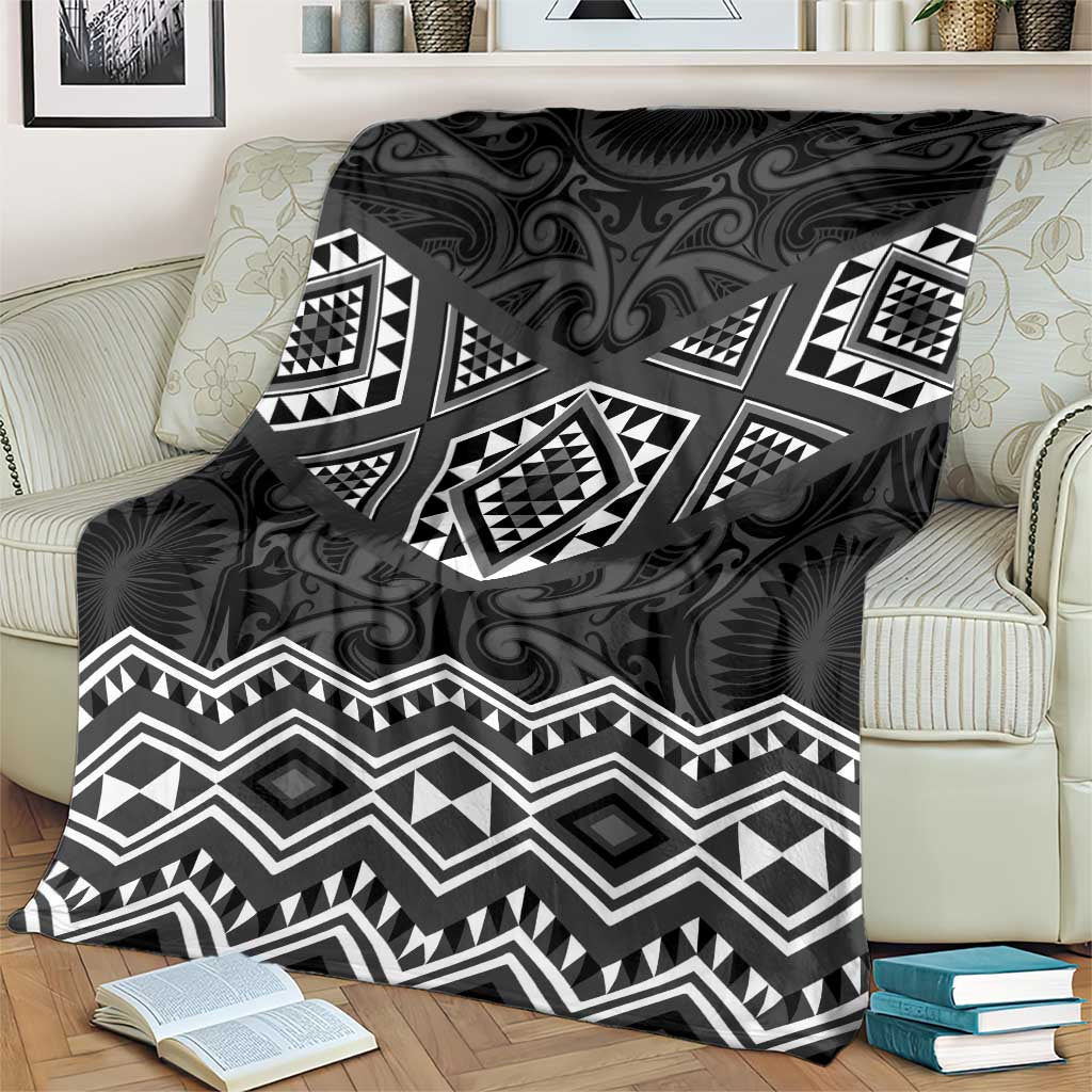 New Zealand Aotearoa Blanket Black Taniko Art Maori Pattern LT05 - Polynesian Pride
