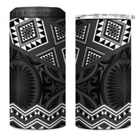 New Zealand Aotearoa 4 in 1 Can Cooler Tumbler Black Taniko Art Maori Pattern LT05 One Size: 16 oz Black - Polynesian Pride