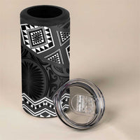 New Zealand Aotearoa 4 in 1 Can Cooler Tumbler Black Taniko Art Maori Pattern LT05 - Polynesian Pride