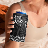 New Zealand Aotearoa 4 in 1 Can Cooler Tumbler Black Taniko Art Maori Pattern LT05 - Polynesian Pride