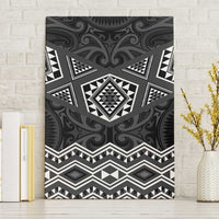 New Zealand Aotearoa Canvas Wall Art Black Taniko Art Maori Pattern LT05 Without Frame Black - Polynesian Pride