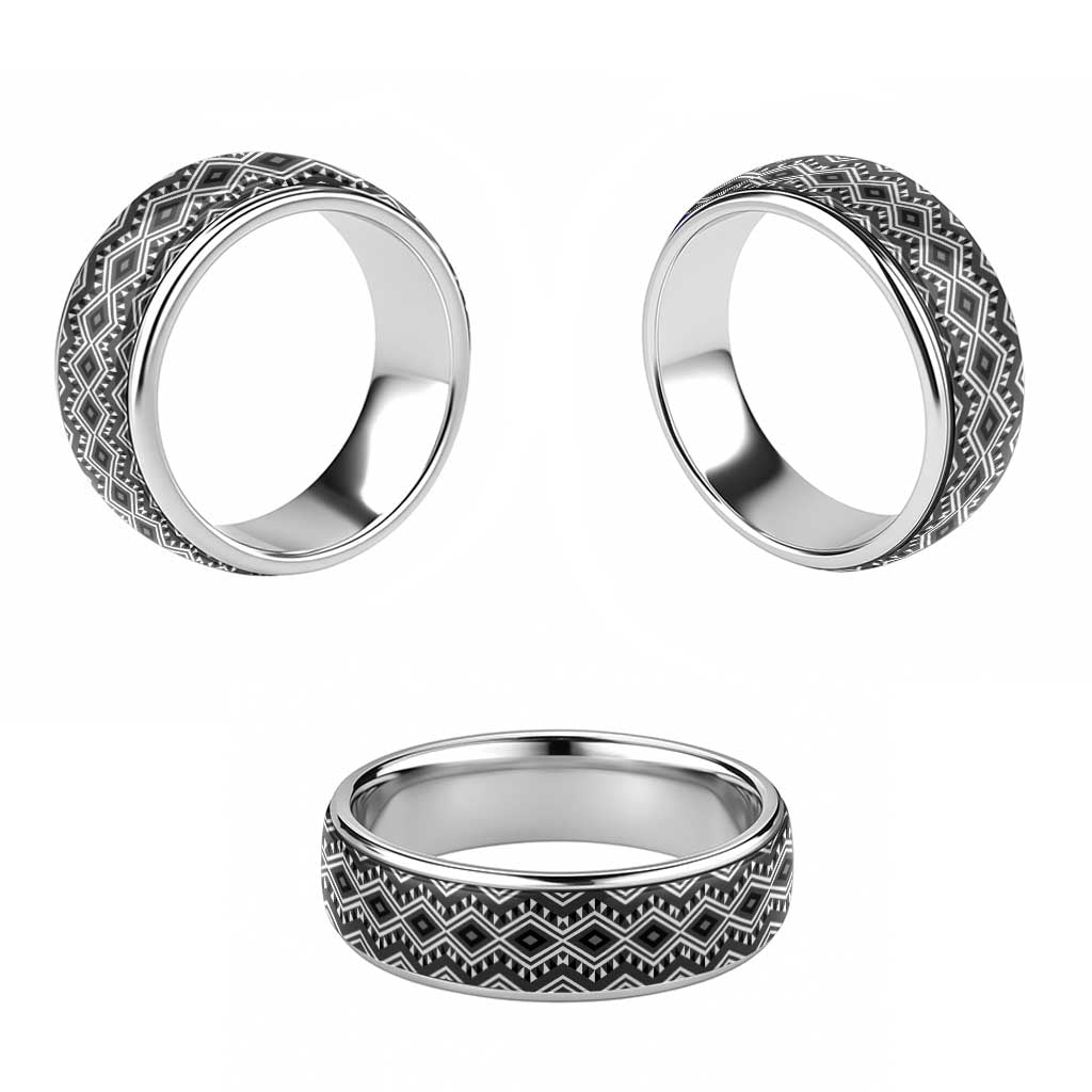New Zealand Aotearoa Classic Ring Black Taniko Art Maori Pattern LT05 - Polynesian Pride