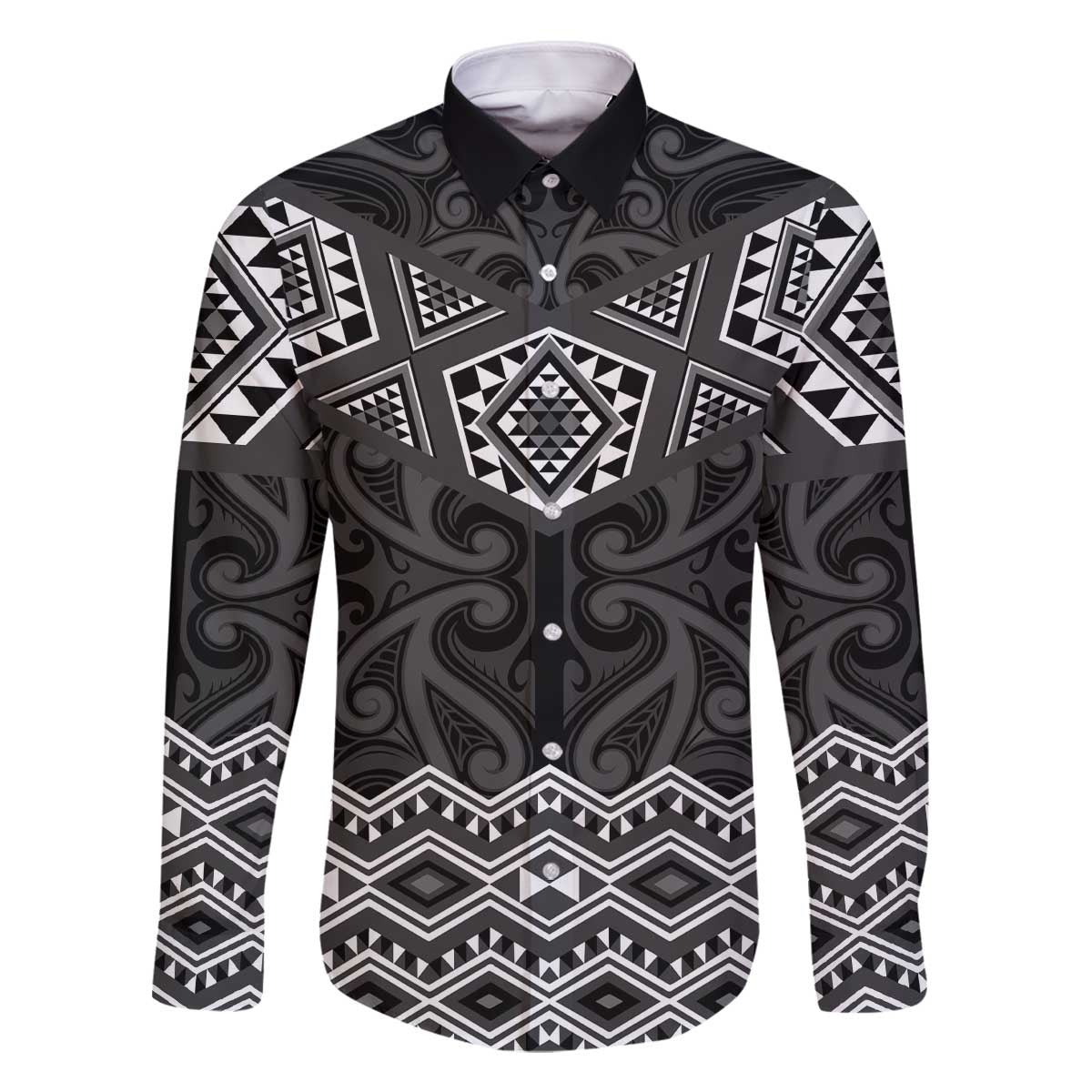 New Zealand Aotearoa Family Matching Off The Shoulder Long Sleeve Dress and Hawaiian Shirt Black Taniko Art Maori Pattern