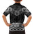 New Zealand Aotearoa Family Matching Off Shoulder Short Dress and Hawaiian Shirt Black Taniko Art Maori Pattern