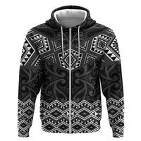 New Zealand Aotearoa Hoodie Black Taniko Art Maori Pattern