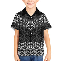New Zealand Aotearoa Kid Hawaiian Shirt Black Taniko Art Maori Pattern