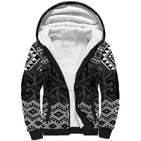 New Zealand Aotearoa Sherpa Hoodie Black Taniko Art Maori Pattern LT05 Unisex Black - Polynesian Pride