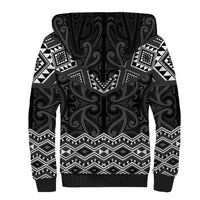 New Zealand Aotearoa Sherpa Hoodie Black Taniko Art Maori Pattern LT05 - Polynesian Pride