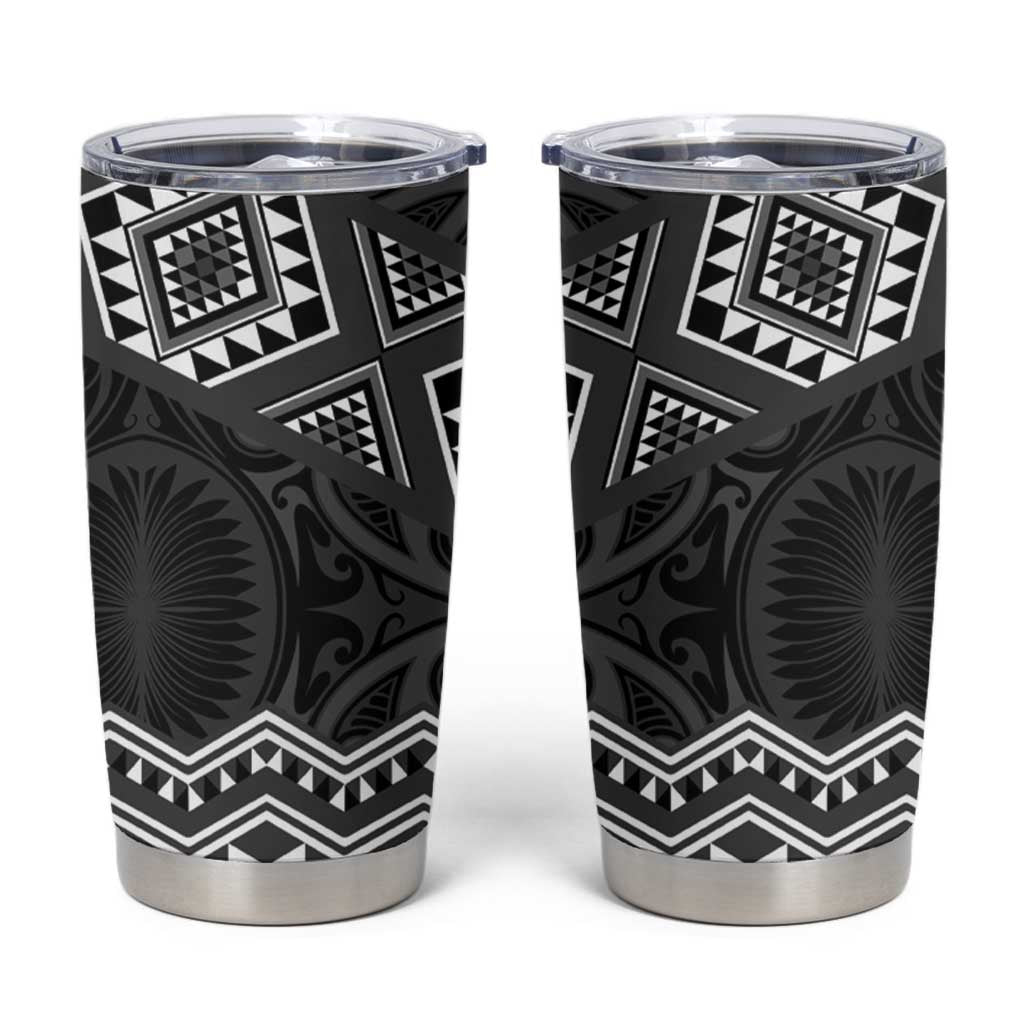 New Zealand Aotearoa Tumbler Cup Black Taniko Art Maori Pattern LT05 Black - Polynesian Pride