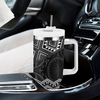 New Zealand Aotearoa Tumbler With Handle Black Taniko Art Maori Pattern LT05 - Polynesian Pride