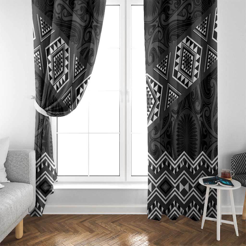 New Zealand Aotearoa Window Curtain Black Taniko Art Maori Pattern LT05 - Polynesian Pride