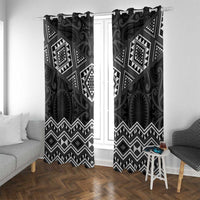 New Zealand Aotearoa Window Curtain Black Taniko Art Maori Pattern LT05 With Grommets Black - Polynesian Pride