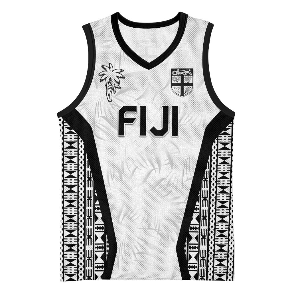 Custom Fiji 2026 Rugby Basketball Jersey Fijian Tapa Pattern LT05 Unisex White - Polynesian Pride