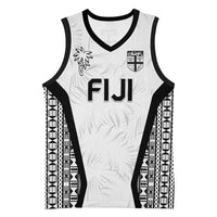 Custom Fiji 2026 Rugby Basketball Jersey Fijian Tapa Pattern LT05 Unisex White - Polynesian Pride