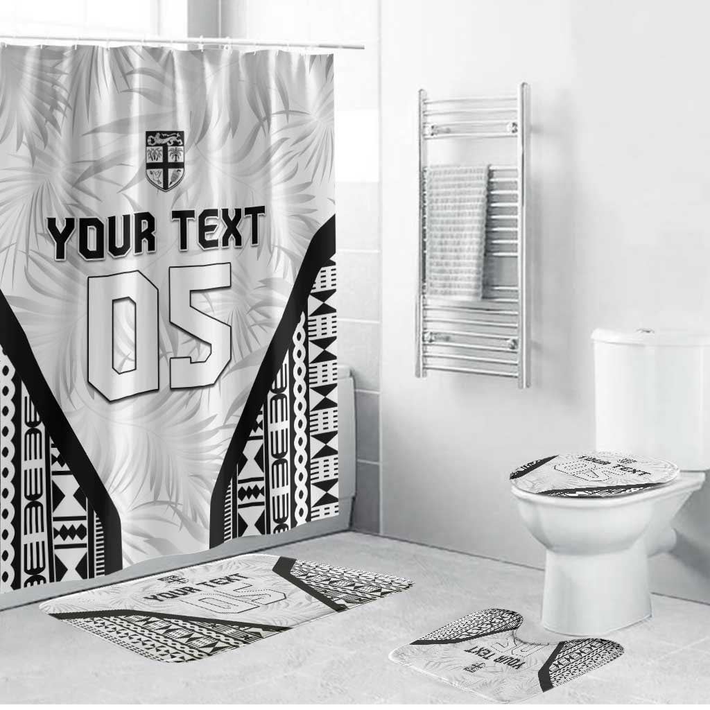 Custom Fiji 2026 Rugby Bathroom Set Fijian Tapa Pattern LT05 Bathroom Set (4 pcs) White - Polynesian Pride