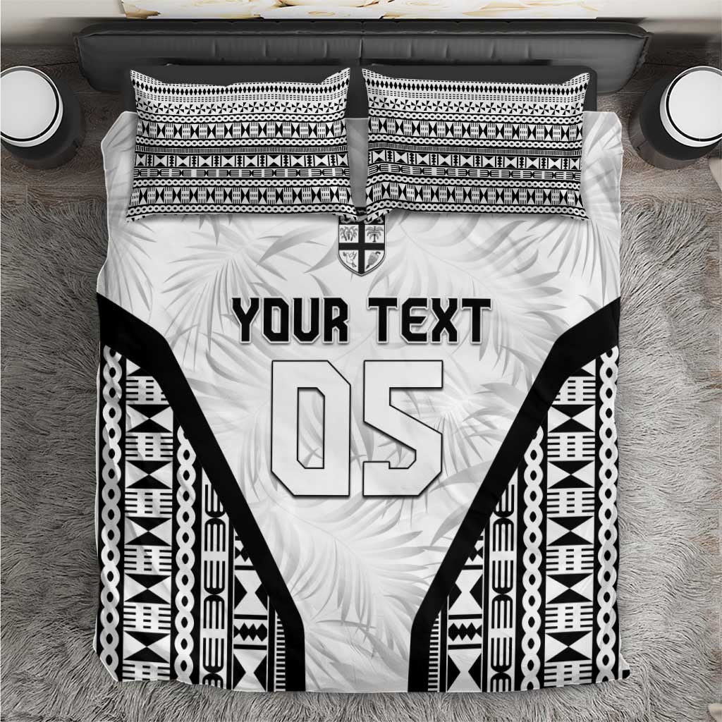 Custom Fiji 2026 Rugby Bedding Set Fijian Tapa Pattern LT05 White - Polynesian Pride