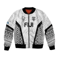 Custom Fiji 2026 Rugby Bomber Jacket Fijian Tapa Pattern LT05 Unisex White - Polynesian Pride
