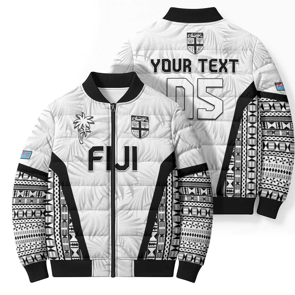 Custom Fiji 2026 Rugby Bomber Puffer Jacket Fijian Tapa Pattern