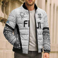 Custom Fiji 2026 Rugby Bomber Puffer Jacket Fijian Tapa Pattern