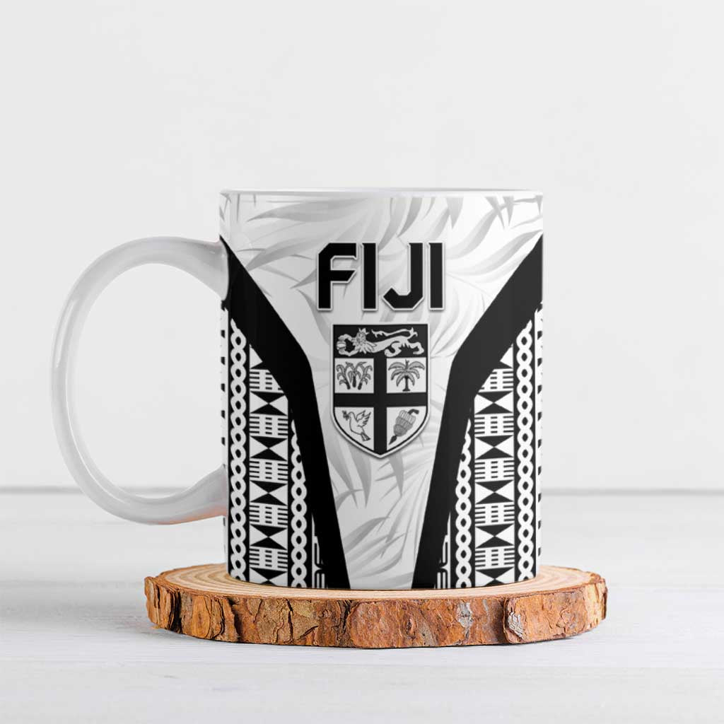 Custom Fiji 2026 Rugby Ceramic Mug Fijian Tapa Pattern LT05 White - Polynesian Pride