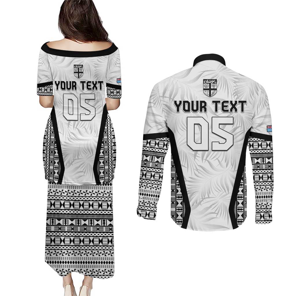 Custom Fiji 2026 Rugby Couples Matching Puletasi and Long Sleeve Button Shirt Fijian Tapa Pattern LT05 - Polynesian Pride