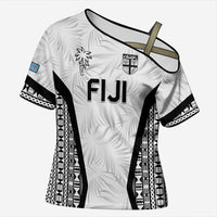 Custom Fiji 2026 Rugby Cross Shoulder Shirt Fijian Tapa Pattern LT05 Female White - Polynesian Pride
