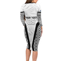 Custom Fiji 2026 Rugby Family Matching Long Sleeve Bodycon Dress and Hawaiian Shirt Fijian Tapa Pattern