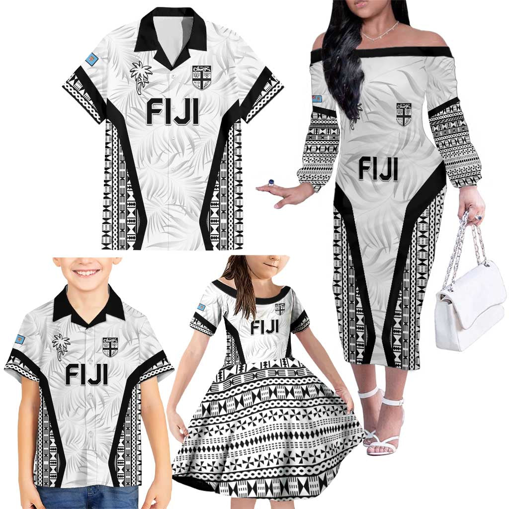 Custom Fiji 2026 Rugby Family Matching Off The Shoulder Long Sleeve Dress and Hawaiian Shirt Fijian Tapa Pattern LT05 - Polynesian Pride