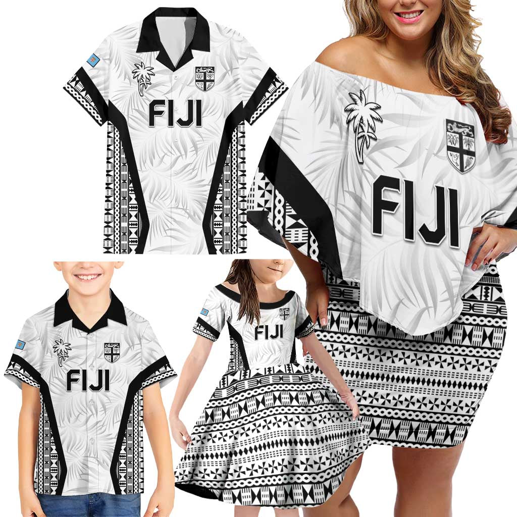 Custom Fiji 2026 Rugby Family Matching Off Shoulder Short Dress and Hawaiian Shirt Fijian Tapa Pattern LT05 - Polynesian Pride
