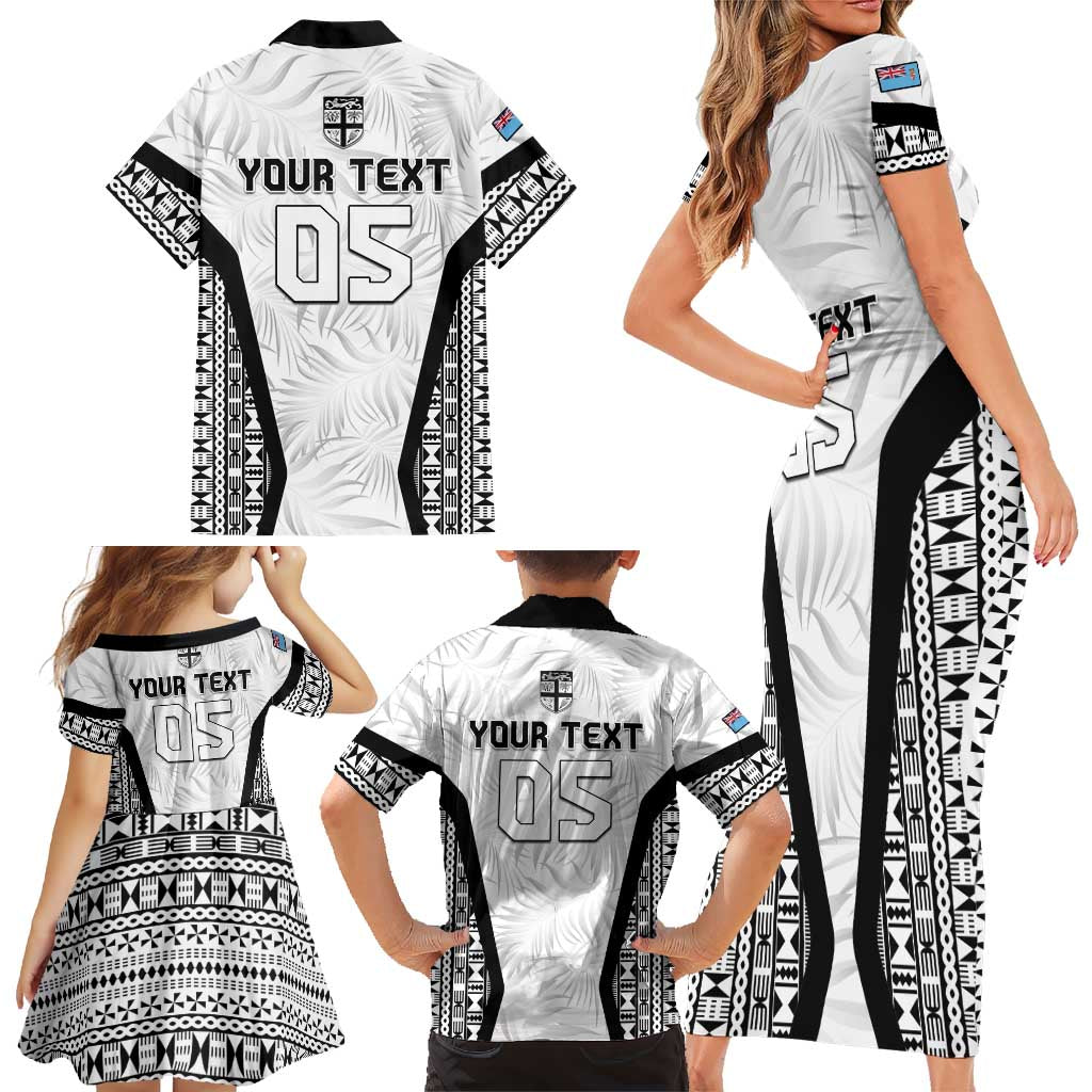 Custom Fiji 2026 Rugby Family Matching Short Sleeve Bodycon Dress and Hawaiian Shirt Fijian Tapa Pattern