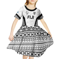 Custom Fiji 2026 Rugby Kid Short Sleeve Dress Fijian Tapa Pattern LT05 - Polynesian Pride