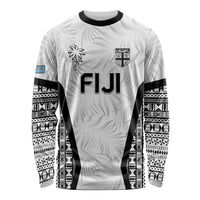 Custom Fiji 2026 Rugby Long Sleeve Shirt Fijian Tapa Pattern LT05 Unisex White - Polynesian Pride