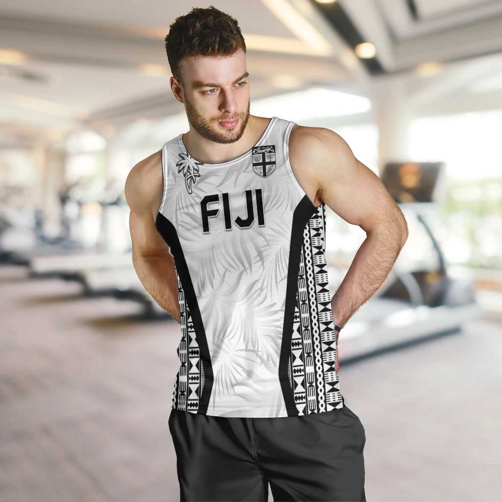 Custom Fiji 2026 Rugby Men Tank Top Fijian Tapa Pattern LT05 White - Polynesian Pride