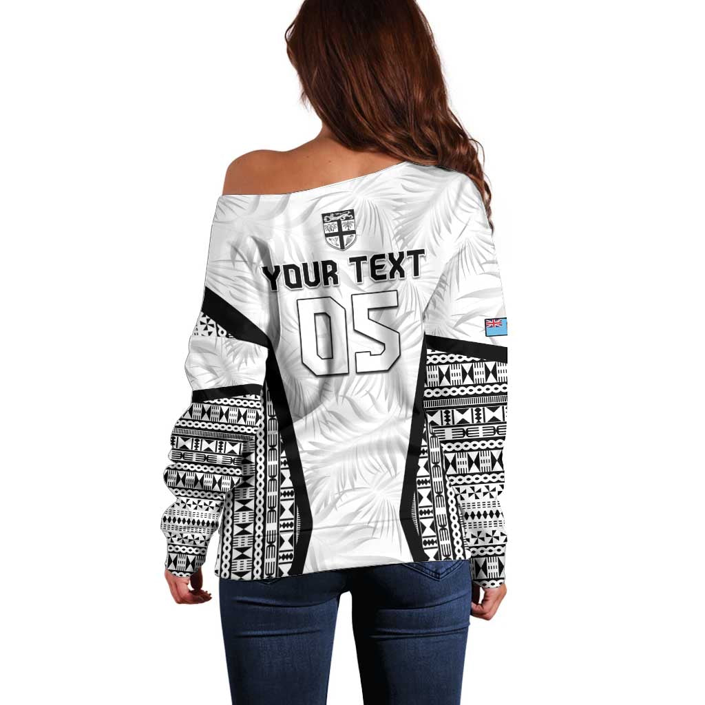 Custom Fiji 2026 Rugby Off Shoulder Sweater Fijian Tapa Pattern LT05 - Polynesian Pride