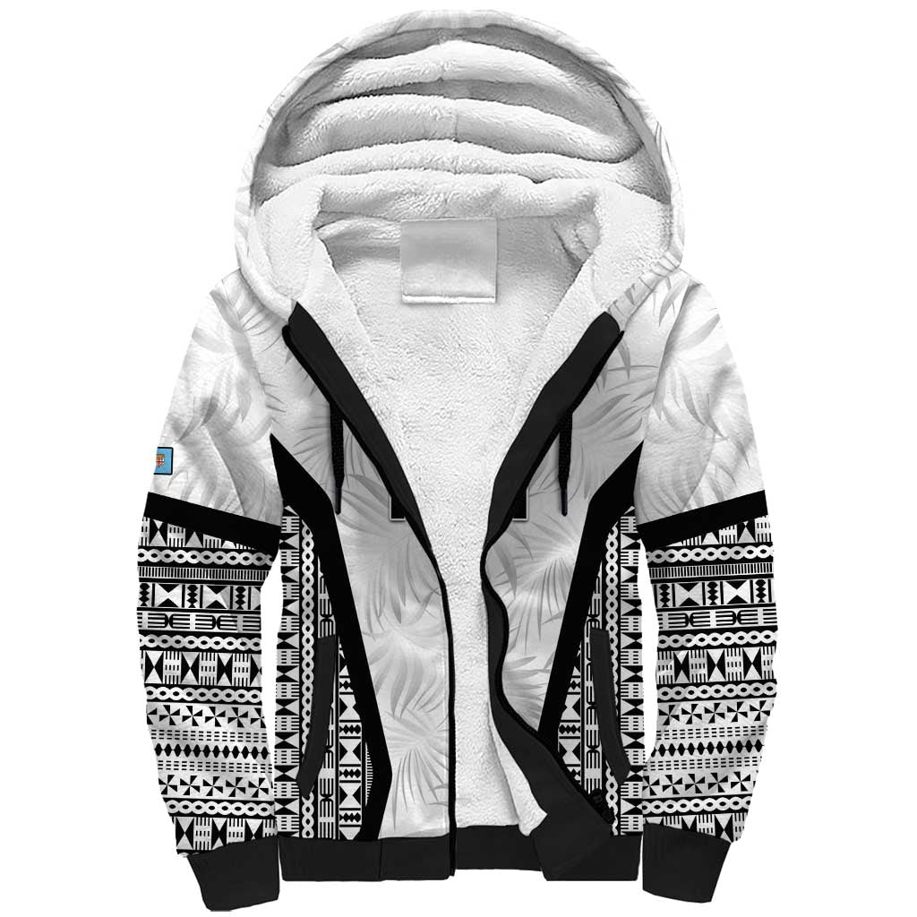 Custom Fiji 2026 Rugby Sherpa Hoodie Fijian Tapa Pattern LT05 Unisex White - Polynesian Pride