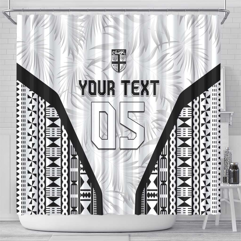 Custom Fiji 2026 Rugby Shower Curtain Fijian Tapa Pattern LT05 - Polynesian Pride